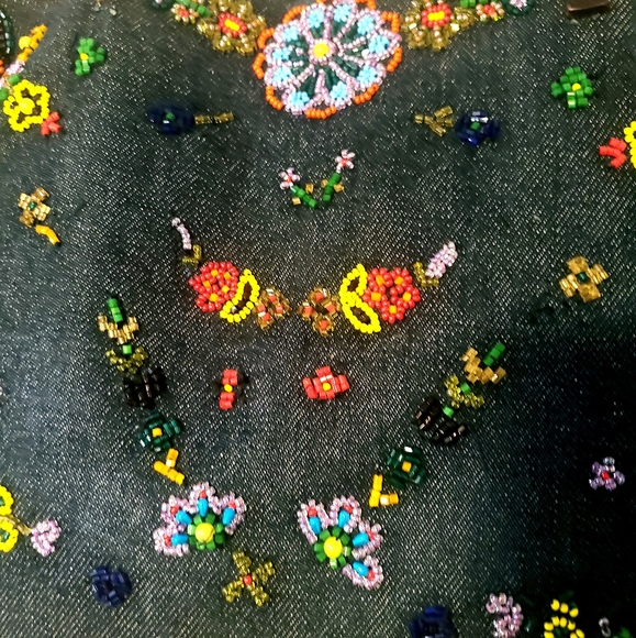 FENDI-Dk. Denim Beaded Emb. Tote Handbag- Vintage RARE - Picture 10 of 13